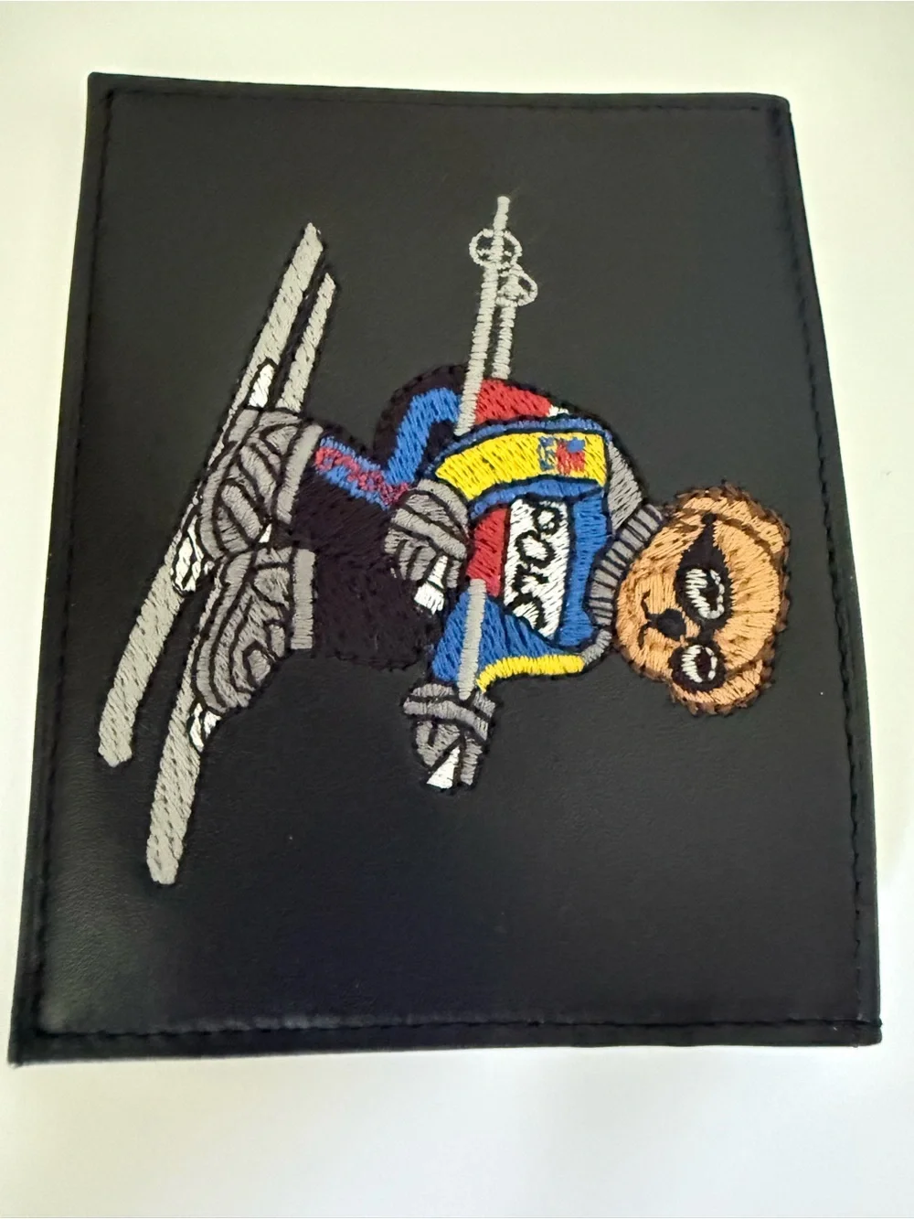 Polo Ralph Lauren Embroidered Ski Bear Leather Card Holder Black NWT OS